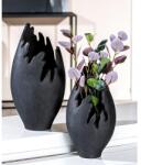  „Vulkano Flame fekete színű design alumínium váza vulkáni kőzet hatású felülettel - 33cm