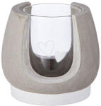  Különleges rusztikus felületű cement és üveg mécsestartó szívecskés díszítéssel 10cm