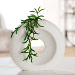  Kő hatású fehér színű vízálló kerámia váza kerek formában 15cm Organico