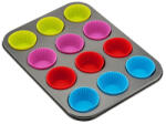  12 részes tapadásmentes bevonatú muffin forma, szilikon formával