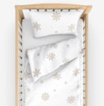 Goldea gyermek pamut ágyneműhuzat kiságyba - hópelyhek fehéren 90 x 130 és 40 x 60 cm