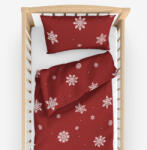 Goldea gyermek pamut ágyneműhuzat kiságyba - hópelyhek piros alapon 90 x 130 és 40 x 60 cm