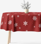Goldea ovális pamut terítő - hópelyhek piros alapon 140 x 280 cm
