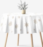 Goldea kör alakú pamut terítő - hópelyhek fehéren Ø 140 cm