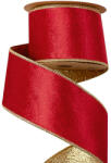  Piros bársony szalag csillogó hátoldallal, drótos szegéllyel 63mm x 5m (CG063-39)