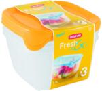 Keter "FRESH&GO" NÉGYZETES ÉTELTÁROLÓ KÉSZLET 3x1, 2L - TRANSZPARENS/NARANCSSÁRGA