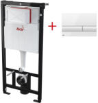 Alcadrain Set rezervor wc incastrat Alcaplast, Sadromodul, pentru instalari uscate (in gips-carton) + clapeta alb-lucios M1710 (PREPACK-SADROMODUL)