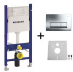 Geberit Set rezervor incastrat Geberit, Duofix, cu set fixare si clapeta crom lucios, Delta 51, pentru vas WC suspendat (458.128.21.1-9652)