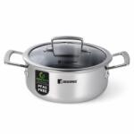 Bergner Oala Bergner SteelBlue 24 cm cu capac din sticla ceramica antiaderenta structura hibrida 3 straturi (BG-33222-BL)