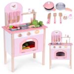 ECOTOYS Bucatarie copii Ecotoys, lemn, 8 accesorii, roz Bucatarie copii