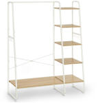 VASAGLE Ruhatároló, ruhaakasztó, 5 szintes polccal, 6 akasztóval, ? 45 x 120 x 160 cm, tölgy és (RGR116W09)