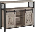 VASAGLE Komód elhúzható ajtókkal és nyitott polcokkal, greige 100x33x80cm (LSC092B02)