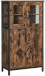 VASAGLE Tálalószekrény, többfunkciós tároló, 4 ajtóval, rusztikus barna 60x30x108cm (LSC260B01)