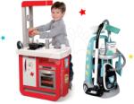 Smoby Set bucătărie electronică de jucărie Bon Appetit cu aparat de cafea Smoby și cărucior de curățenie cu aspirator Vacuum Cleaner cu sunete (SM310819-3) Bucatarie copii