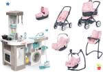 Smoby Set bucătărie electronică cu mașină de spălat și masă de călcat Tefal Cleaning Kitchen 360° Smoby și cărucior cu scuan de masă și leagăn (SM311050-5) Bucatarie copii
