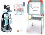 Smoby Set cărucior de curățenie și tablă cu cretă și magneți Rowenta Trolley Smoby cu două păți și 80 accesorii cu aspirator electronic (SM330319-13)