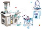 Smoby Set bucătărie electronică cu mașină de spălat și masă de călcat Tefal Cleaning Kitchen 360° Smoby și măsuță cosmetică Frozen cu cărucior de servit (SM311050-27) Bucatarie copii