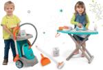 Smoby Set cărucior de curăţenie Clean Service cu 9 accesorii şi masă de călcat cu călcător electronic Tefal (SM330306-1)