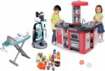 Smoby Set bucătărie și cărucior de curățenie Tefal Studio XXL Smoby electronică cu sunete magice alimente aspirator cu sunet și masă de călcat cu fier de călcat (SM311025-29) Bucatarie copii