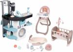 Smoby Set spălătorie cu mașină de spălat cu încărcare frontală și scaun de masă pentru păpușă Wash&Clean Laundry Smoby cu aspirator electronic cu cădiță și oliță (SM330320-16)