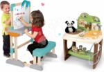 Smoby Set bancă şcolară din lemn Modulo Space pliabilă, magnetică Smoby cu cretă şi cabinet veterinar cu panda de pluș (SM420301-6)
