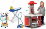 Smoby Set bucătărie electronică pliabilă Tefal Opencook Smoby roșu cu aparat de cafea și frigider și cărucior de curățenie cu aspirator și masă de călcat (SM312202-3) Bucatarie copii