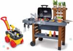 Smoby Set grătar pentru grădină și atelier de lucru cu cărucior clinică Garden Kitchen Smoby cu bucătărie cu apă curentă și unelte de lucru (SM312004-7) Bucatarie copii
