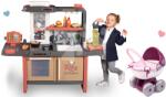 Smoby Set restaurant cu bucătărie electronică Kids Restaurant și cărucior adânc Smoby cu material textil pentru păpușă (SM312304-4) Bucatarie copii