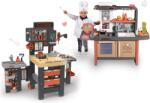 Smoby Set restaurant cu bucătărie electronică Kids Restaurant și atelier de lucru Smoby cu trei părți și mașină săritoare (SM312304-5) Bucatarie copii