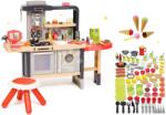 Smoby Set restaurant cu bucătărie electronică Chef Corner Restaurant Smoby și accesorii pentru gătit 100 bucăți fructe legume și alimente cu vase și înghețată (SM312303-22) Bucatarie copii