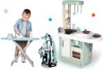 Smoby Set bucătărie cu sunete Cherry Kitchen Green Smoby și cărucior de curățenie cu aspirator și masă de călcat (SM310911-1) Bucatarie copii
