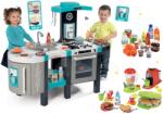 Smoby Set bucătărie electronică Tefal French Touch Bubble Smoby turcoaz cu barbotare magică și alimente şi aparat de vafe cu accesorii (SM311206-15) Bucatarie copii