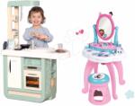 Smoby Set bucătărie și măsuță cosmetică Cherry Kitchen Smoby cu funcții electronice și o oglindă rotativă cu scaun (SM310914-6) Bucatarie copii