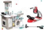 Smoby Set bucătărie electronică cu mașină de spălat și masă de călcat Tefal Cleaning Kitchen 360° Smoby și simulator electronic V8 Driver cu aspirator vertical (SM311050-21) Bucatarie copii
