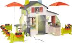 Smoby Căsuță cu două bucătării Friends House DeLuxe Life Smoby extensibilă și măsuțe cu umbrelă și gard (SM810250-N) Casuta pentru copii