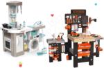 Smoby Set bucătărie electronică cu mașină de spălat și masă de călcat Tefal Cleaning Kitchen 360° Smoby și masă de lucru cu trei compartimente cu mașinuță pliabilă (SM311050-22) Bucatarie copii