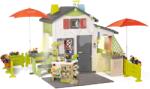 Smoby Căsuță cu cafenea bio Friends House DeLuxe Life Smoby modulară și bucătărie cu zonă de luat masa sub umbreluțe (SM810250-P) Casuta pentru copii