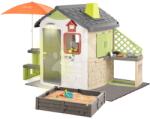 Smoby Casă de joacă pentru podea cu iluminare Life Jura Lodge Smoby cu loc de joacă cu nisip, chicinetă și măsuță cu umbrelă de soare (SM810252-I) Casuta pentru copii