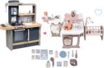 Smoby Set bucătărie electronică cu înălțime reglabilă Tefal Evolutive New Kitchen Smoby și căsuță pentru păpușă cu trei părți și lampă de noapte (SM312308-16) Bucatarie copii