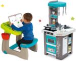 Smoby Set bucătărie de jucărie electronică Tefal Studio 360° Bubble Smoby și bancă de desen cu magneți Little Pupils Desk (SM311043-4) Bucatarie copii