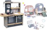 Smoby Set bucătărie electronică cu înălțime reglabilă Tefal Evolutive New Kitchen Smoby și căsuță pentru păpuși cu 5 încăperi și valiză (SM312308-6) Bucatarie copii