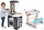 Smoby Set bucătărie și bancă din lemn Tefal Studio Kitchen 360° Smoby electronică, cu sunete realiste și 80 de accesorii cu magneți (SM311056-17) Bucatarie copii