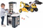 Smoby Set bucătărie și tractor cu pedaleTefal Studio Kitchen 360° Smoby electronică, cu sunete realiste, cu încărcător și excavator (SM311056-19) Bucatarie copii