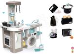 Smoby Set bucătărie electronică cu mașină de spălat și masă de călcat Tefal Cleaning Kitchen 360° Smoby și microunde electronic cu mixer oală sub presiune prăjitor de pâine și aparat de cafea (SM311050-19) Bucatarie copii