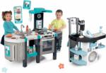 Smoby Set bucătărie elctronică și spălătoria cu mașină de spălat Tefal French Touch Bubble Smoby cu sunete și aspirator electronic cu fier de călcat (SM311206-28) Bucatarie copii