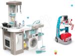 Smoby Set bucătărie electronică cu mașină de spălat și masă de călcat Tefal Cleaning Kitchen 360° Smoby și cărucior medical electronic cu sunete și lumini (SM311050-14) Bucatarie copii
