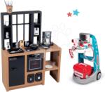 Smoby Set bucătărie modernă Loft Industrial și cărucior medical Smoby electronic cu sunete și lumini (SM312600-7) Bucatarie copii