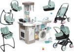 Smoby Set bucătărie electronică cu mașină de spălat și masă de călcat Tefal Cleaning Kitchen 360° Smoby și cărucior combinație triplă Maxi Cosi cu scaun auto și legăn (SM311050-6) Bucatarie copii
