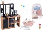 Smoby Set bucătărie modernă Loft Industrial Kitchen Smoby și toaletă cu baie pentru păpuși și cadă cu apă curgătoare și bule (SM312600-25) Bucatarie copii