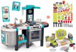 Smoby Set bucătărie electronică Tefal French Touch Bubble Smoby turcoaz cu barbotare magică și casă de marcat electronică cu cititor de coduri și 100 de alimente (SM311206-5) Bucatarie copii
